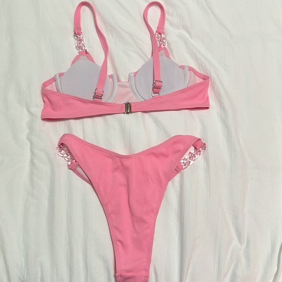 3/$15 NWOT pink high cut bikini medium - Picture 3 of 3